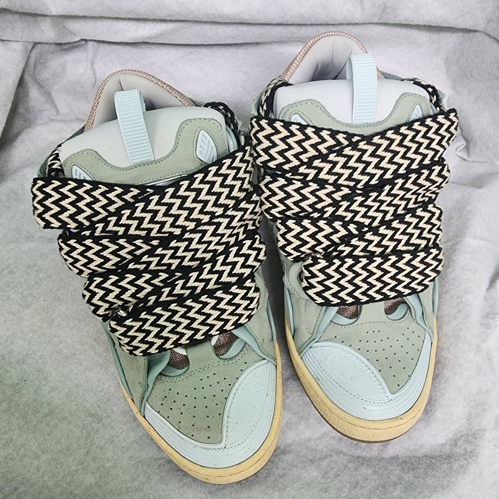 Authentic Lanvin Sneakers with Black and Cream Zigzag Laces